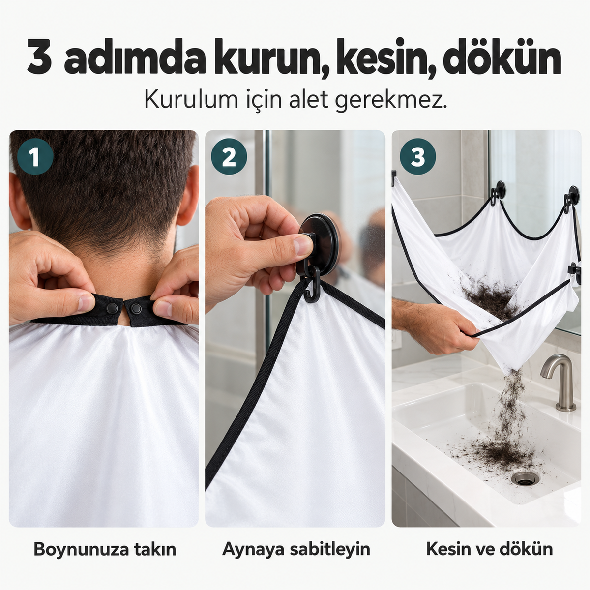 Vantuzlu Saç Sakal Tıraş Önlüğü